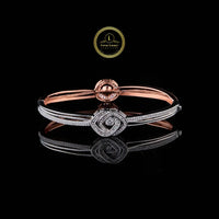 Eye Shape Moissanite Diamond Two-Tone Crossover Bangle Bracelet