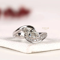 Marquise Cut Lab Grown Diamond Pave Bypass Band Engagement Ring