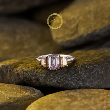 Emerald Cut Lab Grown Diamond Ring with Tapered Side Stones