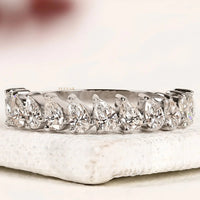 Pear Cut Moissanite Diamond Half Wedding Band