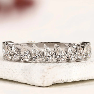 Pear Cut Moissanite Diamond Half Wedding Band