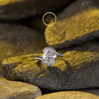 Oval Bezel Half Set Moissanite Diamond Solitaire Promise Ring