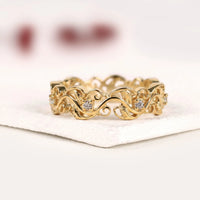 Nature Inspired Round Lab Diamond Filigree Eternity Band