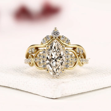 Marquise Cut Moissanite Diamond Ring for bridal set