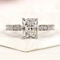 Radiant Cut Hidden Halo with Pave Band Lab Grown Engagement Ring