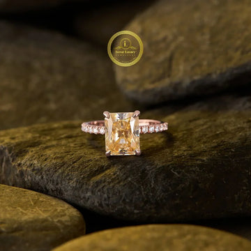 Radiant Cut Lab Grown Diamond Pave Engagement Ring
