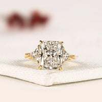 Radiant Cut Moissanite Diamond Three Stone Engagement Ring