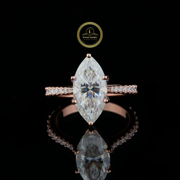 Marquise Cut Lab Grown Diamond Pave Solitaire Ring