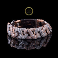Mixed Cut Two Tone Cuban Link Lab Grown Diamond Bracelet