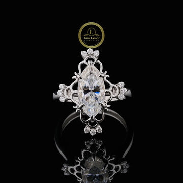 Vintage Marquise Moissanite Diamond Filigree Engagement Ring