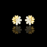 Floral Blossom Round Moissanite Diamond Mixed Petal Stud Earrings