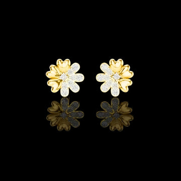 Floral Blossom Round Moissanite Diamond Mixed Petal Stud Earrings
