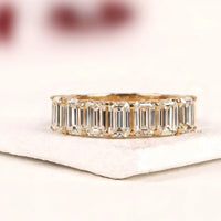 Emerald Cut Lab Diamond Half Eternity Band Ring