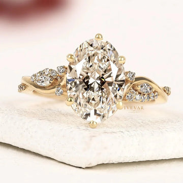 Nature Inspire Oval Cut Moissanite Engagement Ring