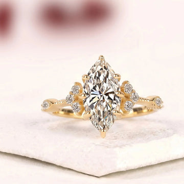 Marquise Cut Moissanite Diamond Wedding Engagement Ring