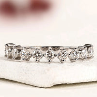 Round Cut Moissanite Diamond Half Eternity Band