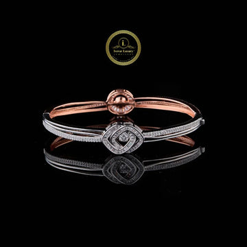 Eye Shape Lab Grown Diamond Two-Tone Crossover Bangle Bracelet