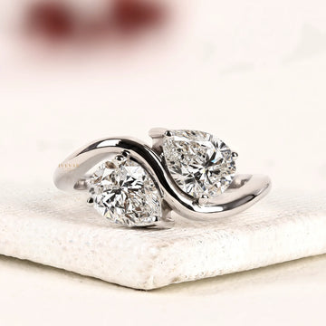 Pear Cut Toi et Moi Bypass Lab Grown Diamond Engagement Ring