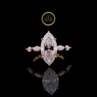Marquise Cut Moissanite Diamond Five Stone Engagement Ring