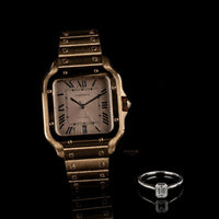 Elite Sport Collection Performance Watch Emerald Cut Diamond Solitaire Ring Gift Set