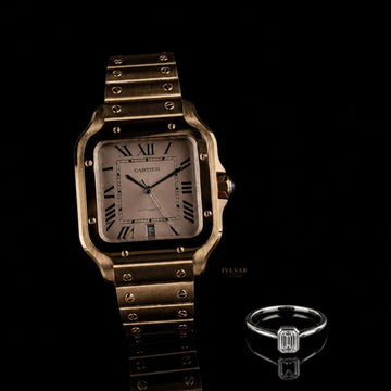 Elite Sport Collection Performance Watch Emerald Cut Diamond Solitaire Ring Gift Set