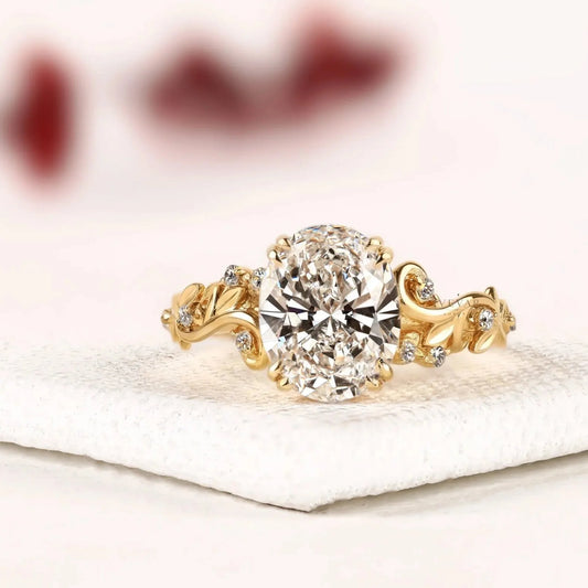 Oval Cut Lab Diamond Nature Inspire Engagement Ring