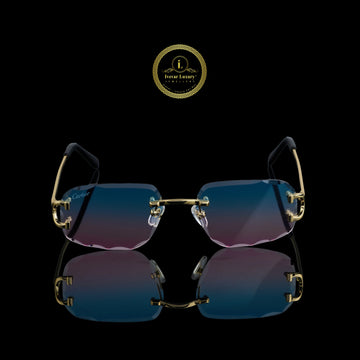 Designer Style Rimless Rectangular Gradient Lens Sunglasses