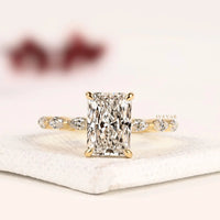 Hidden Halo Pave Set Radiant Cut Moissanite Diamond Ring