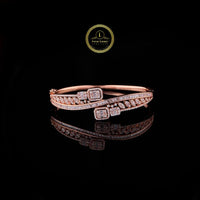 Baguette Cut Moissanite Diamond Cross-Over Open Cuff Bangle