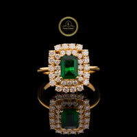 Luxury Emerald Moissanite Green Gemstone Cocktail Ring