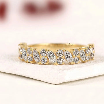 Marquise with Round Moissanite Diamond Stacking Band