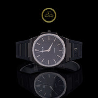 Black Diamond Bezel Minimalist Rubber Strap Men's Watch