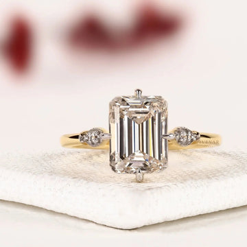 Emerald Cut Moissanite Diamond Solitaire Engagement Ring