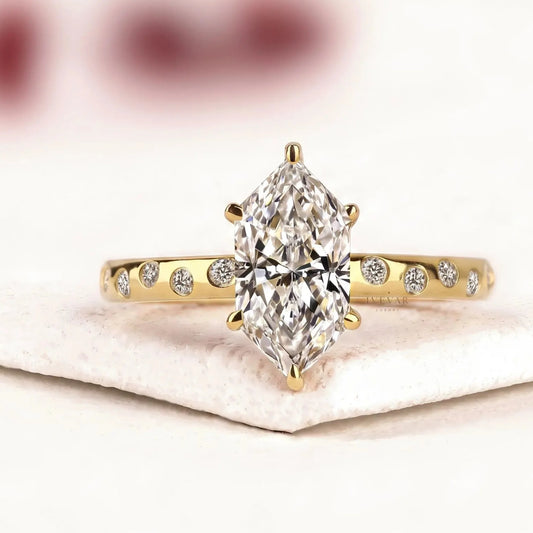 Dutch Marquise Pave Accents Lab Diamond Engagement Ring