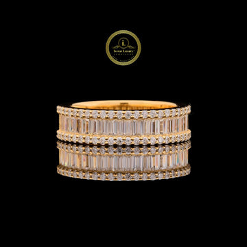 Triple Row Baguette Moissanite Diamond Wedding Band For Her
