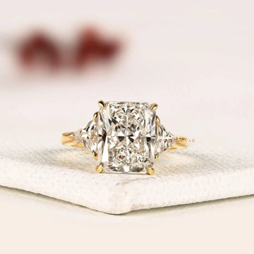 Radiant Cut Lab Grown Diamond Three Stone Engagement Ring