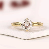 Rose Cut Moissanite Diamond Hidden Halo Engagement Ring