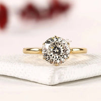 Round Cut Moissanite Diamond Solitaire Daily Wear Ring