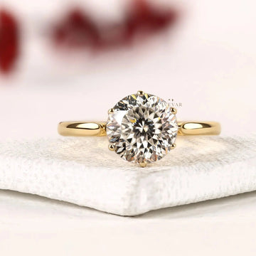 Round Cut Moissanite Diamond Solitaire Daily Wear Ring