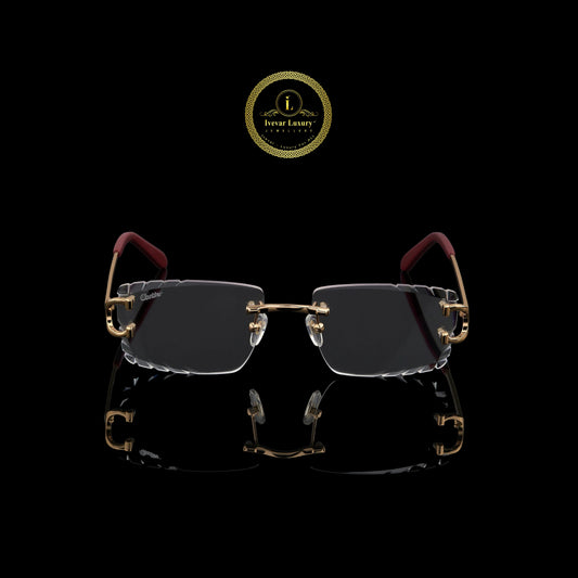 Modern Luxury Rimless Sunglasses with Faceted Crystal Edges