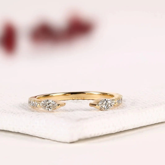 Open Gap Marquise & Round Lab Diamond Wedding Band