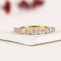 East West Oval Cut Hidden Halo Moissanite Diamond Band Ring