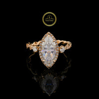 Marquise Cut Hidden Halo Moissanite Diamond Twist Ring