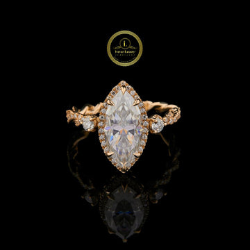 Marquise Cut Hidden Halo Moissanite Diamond Twist Ring