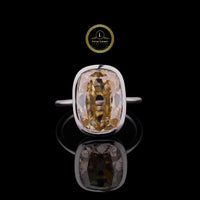 Champagne Cushion Cut Moissanite Diamond Bezel Set Solitaire Ring