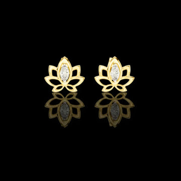 1.25 TCW Aurelle Lotus Marquise Moissanite Diamond Gold Earrings with Open Petal Silhouette