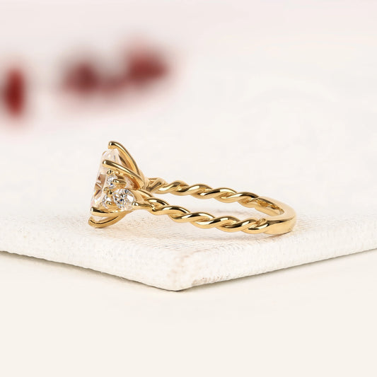 Vintage Marquise Cut Lab Diamond Engagement Ring