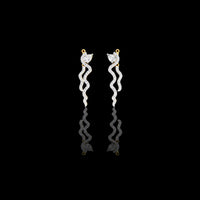 Snake Motif Pear Cut Moissanite Diamond Dangle Earrings with Pavé Setting