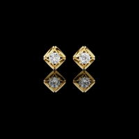 Geometric Pillow Kite Frame Round Moissanite Diamond Stud Earrings