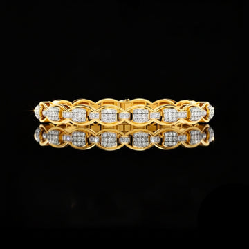 0.84 TCW Intricately Designed Diamond Link Bracelet in Lab Grown Diamond with Pave Set Rectangular and Oval Motifs
